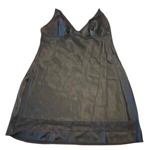 Victorias Secret Black Satin & Lace Slip Dress L
